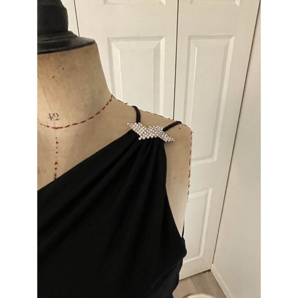 Vintage 90's Nicole Bakti Cocktail Dress One Shoulder Asymmetrical Hem Black XS - Picture 3 of 16